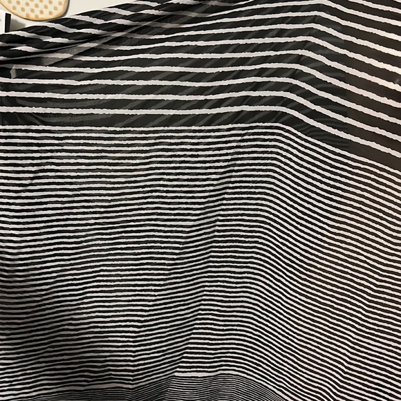 Charlie Paige Black/White/Gray Striped Sheer Poncho Cover-Up - Picture 4 of 5